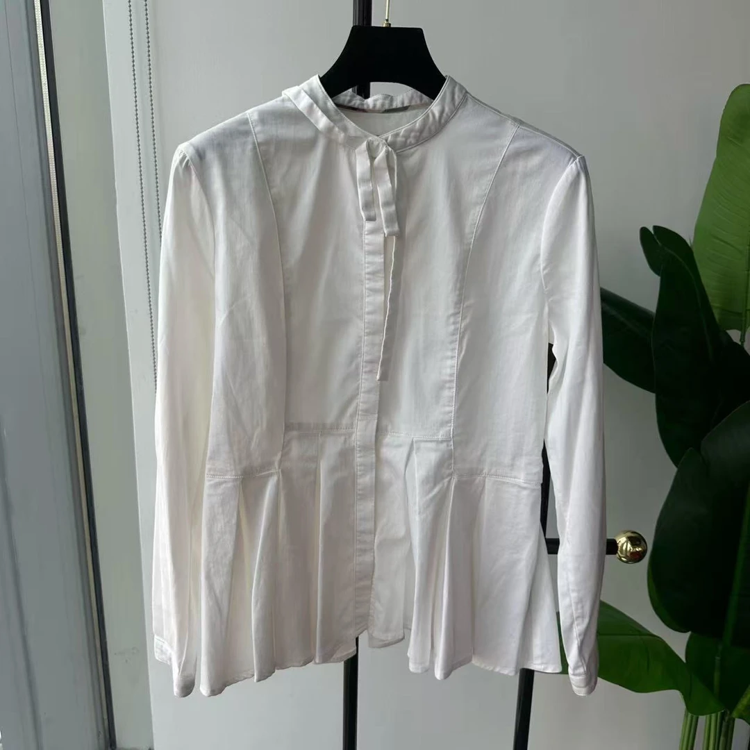 99新 BURBERRY/博柏利 Burberry 荷叶边白色衬衣S码