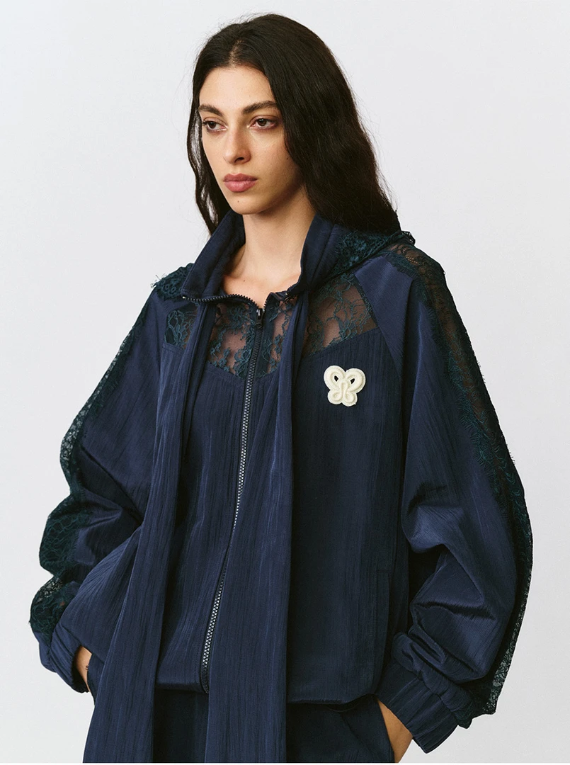 FORDARE 董丝拼接蝴蝶结运动外套