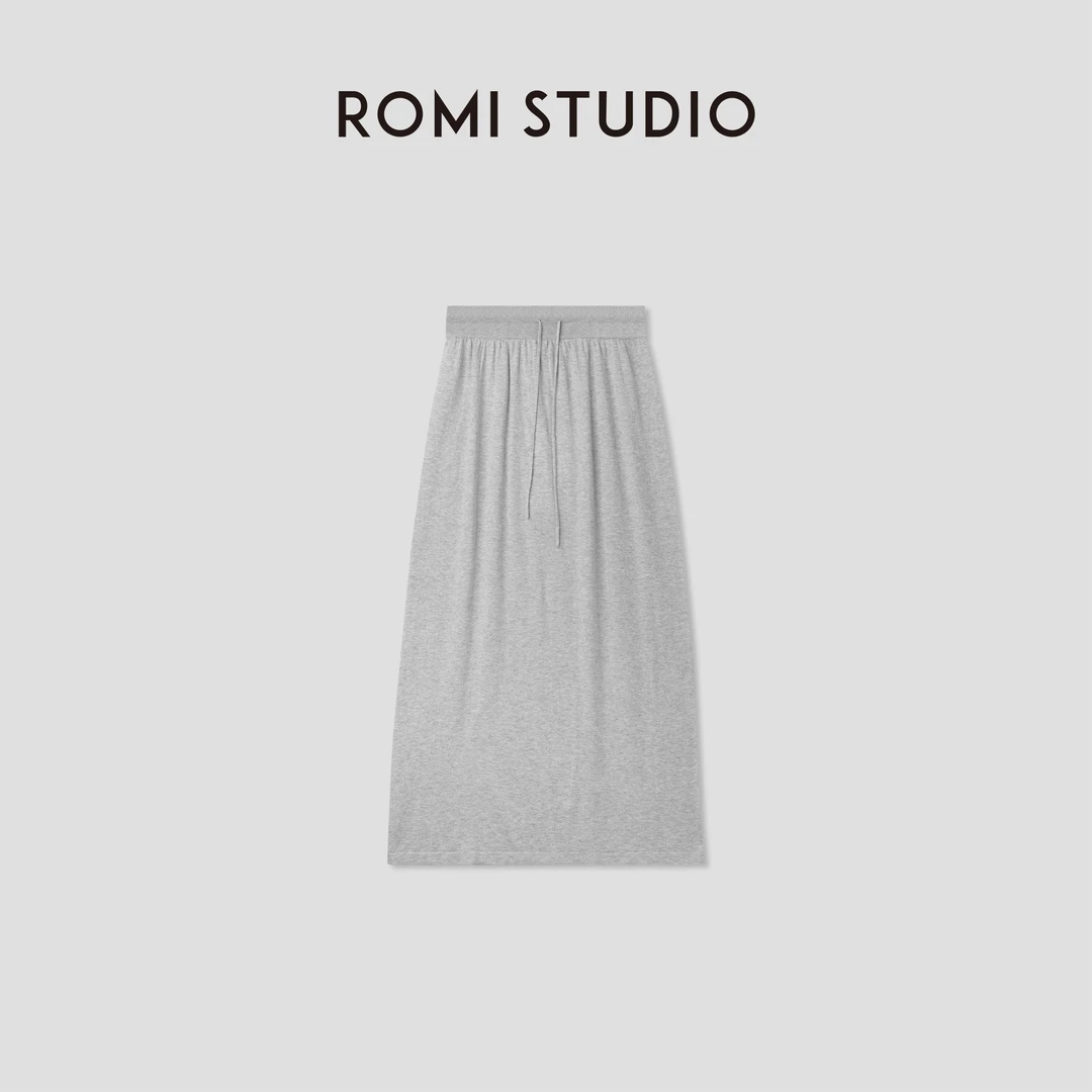 ROMI STUDIO“自由呼吸” 32s16针双股棉肤感透气抽绳半裙24SSM554