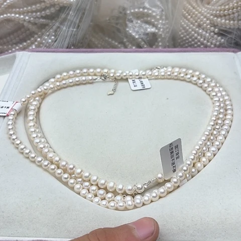 淡水珍珠珍珠项链银S925镶嵌7