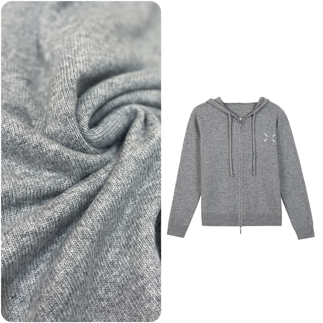 灰姑娘 | 绵羊毛 经典大象灰连帽衫浣熊羊毛超柔巴素兰针织衫