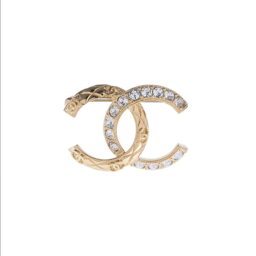 未使用 Chanel/香奈儿 【活动黑黑】25C 水钻小双C 胸针 合金