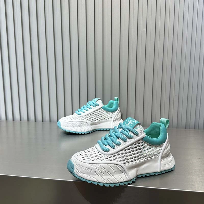 网红时尚潮男编织透气休闲鞋2025年夏季款潮流百搭个性包底小白鞋