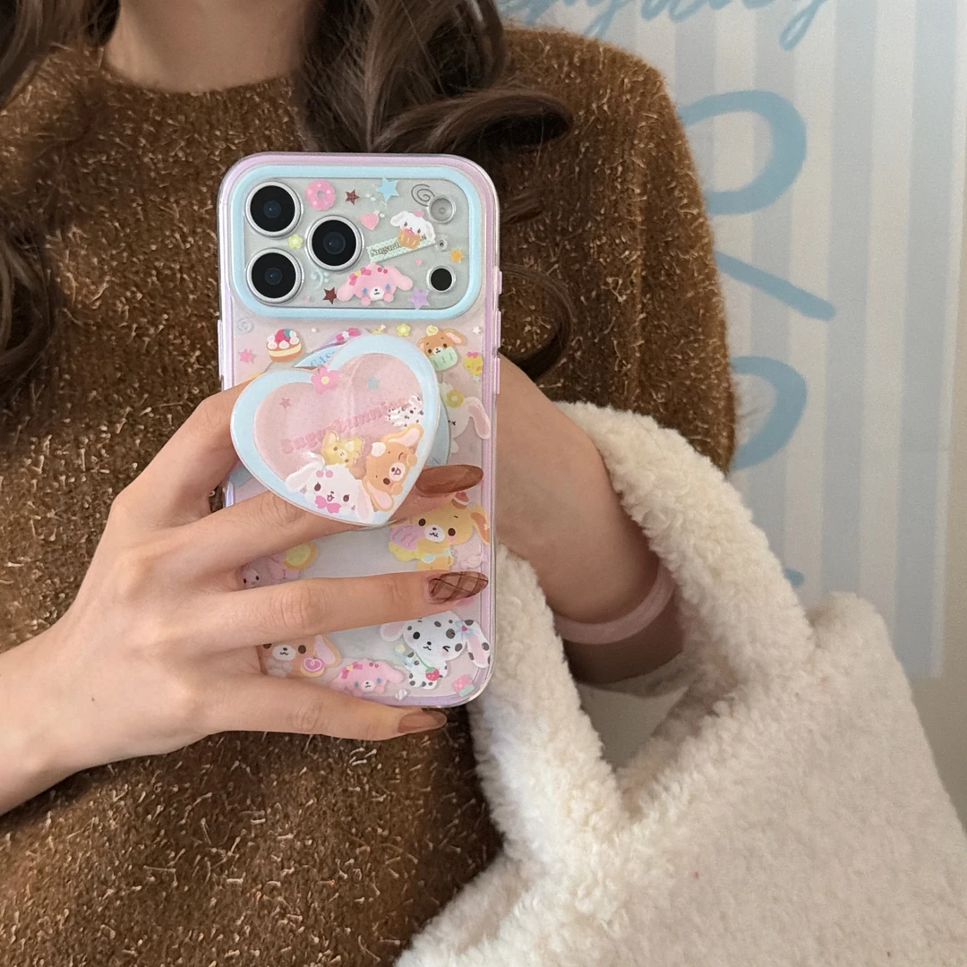 甜美围边甜点兔摇摇乐二合一手机壳适用于苹果17pm/13女款小熊ins