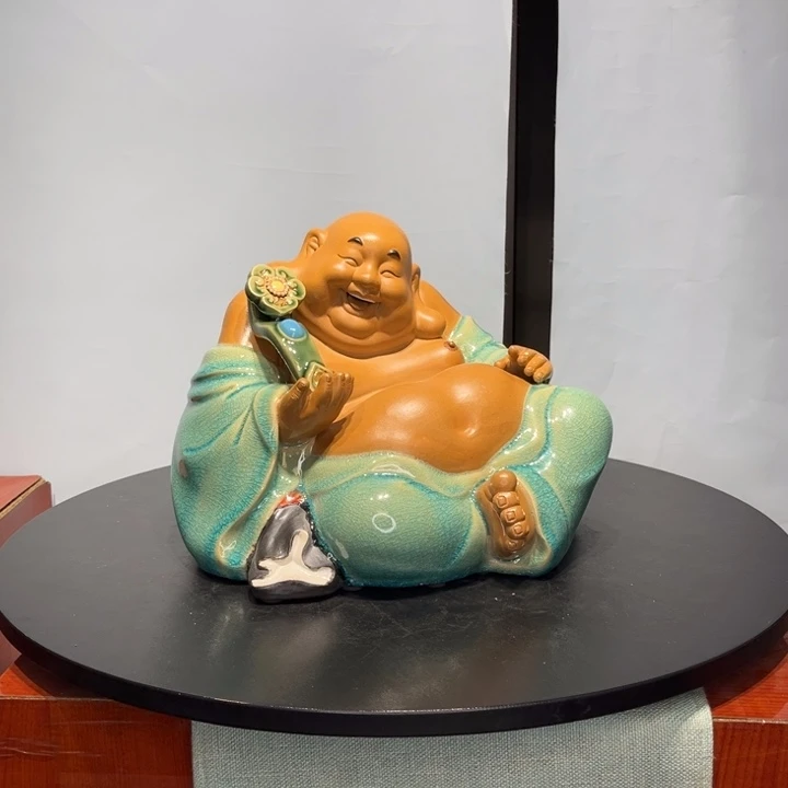 夕***舟陶瓷如意欢乐佛石湾陶