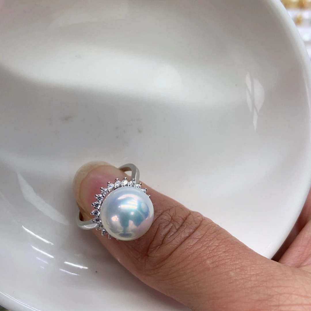 淡水珍珠戒指银S925镶嵌一**?