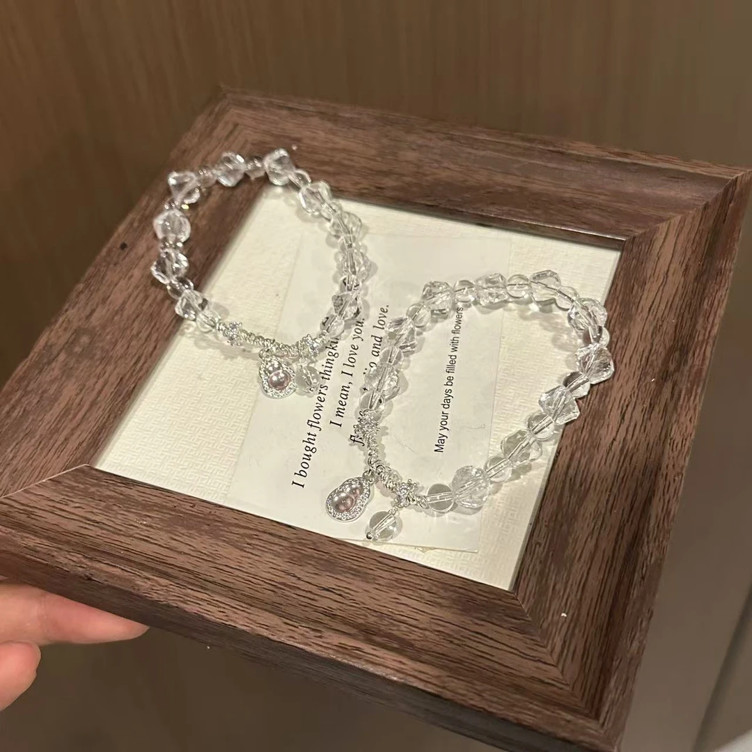 S672 白水方糖➕粉葫芦设计款手串 均有瑕 多样性发一