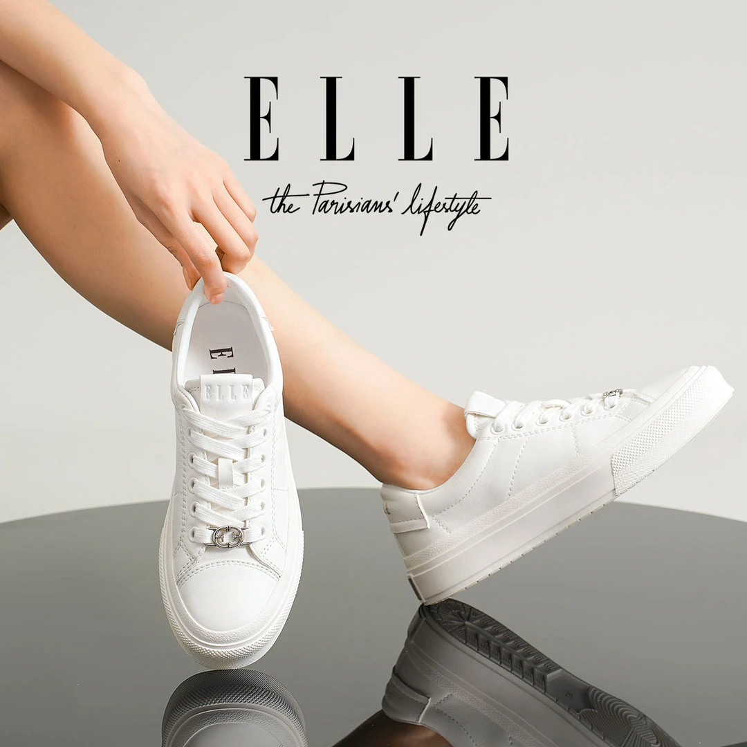 ELLE官方正版小白鞋女款2025秋季爆款时尚潮流低帮鞋舒适厚底板鞋