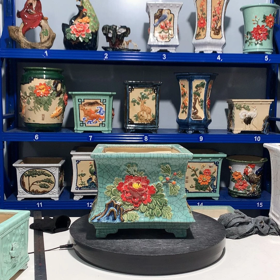 书***)高温粗陶石湾花盆