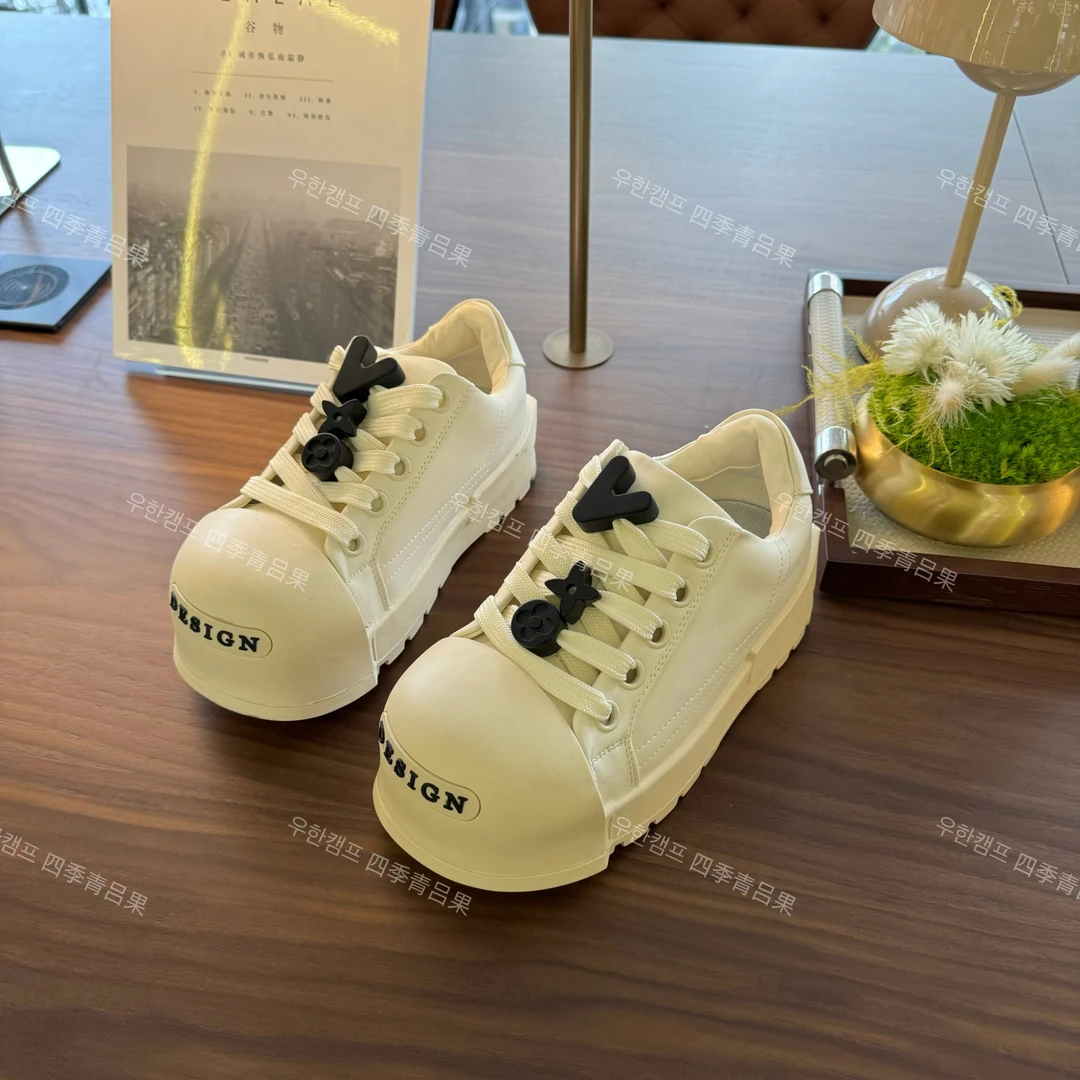 国潮大头潮鞋厚底大牌高级休闲板鞋女2025春真皮个性嘻哈小白鞋