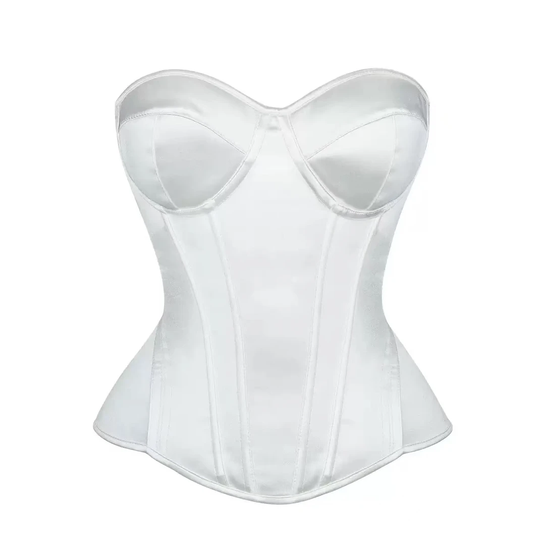 【Romantic】白色鱼骨胸衣外穿素腰修身美背内搭抹胸上衣女