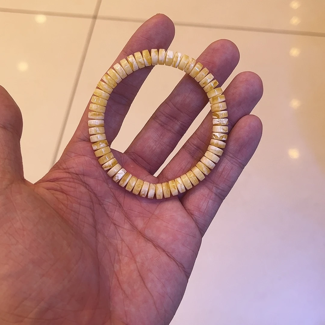 蜜蜡未镶嵌手串妖花药片手串7.5mm