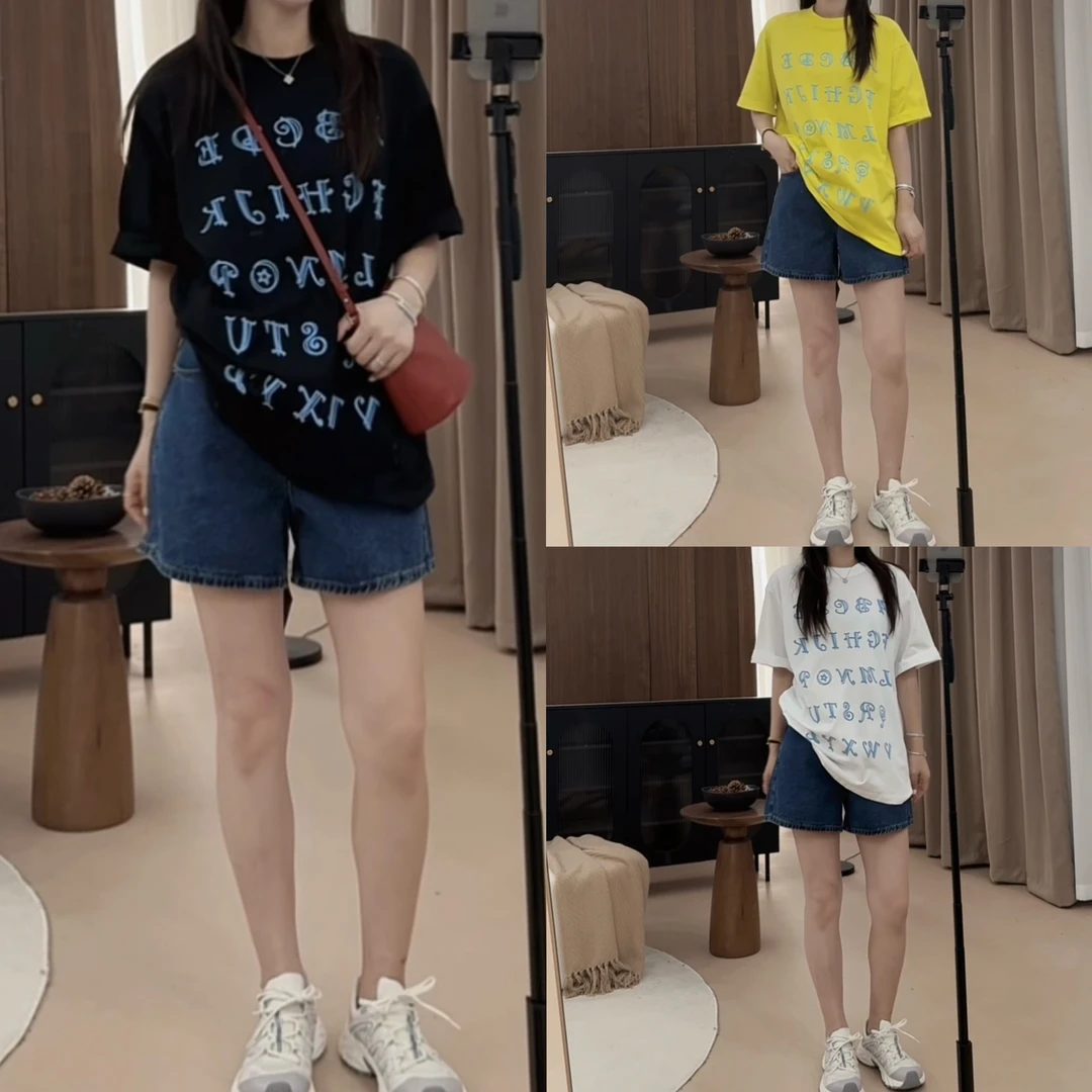 伟丽店4137款【英文字母发泡印大版短袖T】时尚百搭设计休闲风上衣