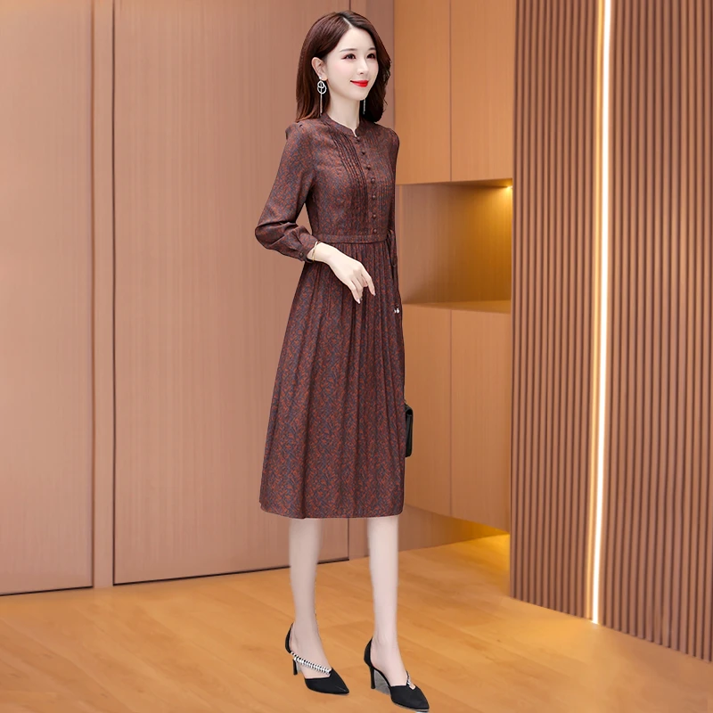 【可蓓儿】靓衣佰长袖子连衣裙2023女新款春高端精致正式场合妈妈装