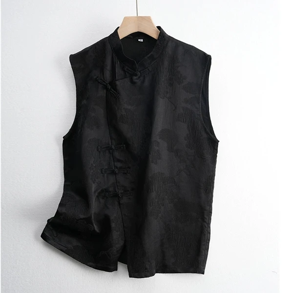 2025夏季新款桑蚕丝简约真丝无袖上衣马甲 A026