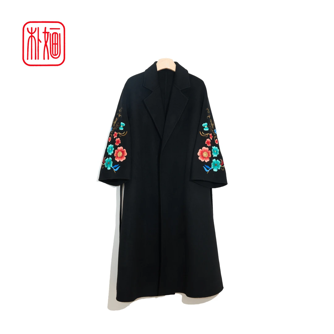 【PUHUA-朴婳】【春暖花开】2025春季新中式双面羊毛刺绣大衣 602