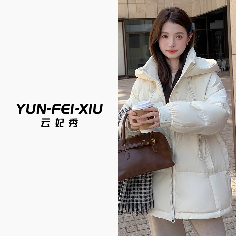 云妃秀大码女装羽绒服宽松胖妹妹休闲通勤连帽韩版时尚秋25021