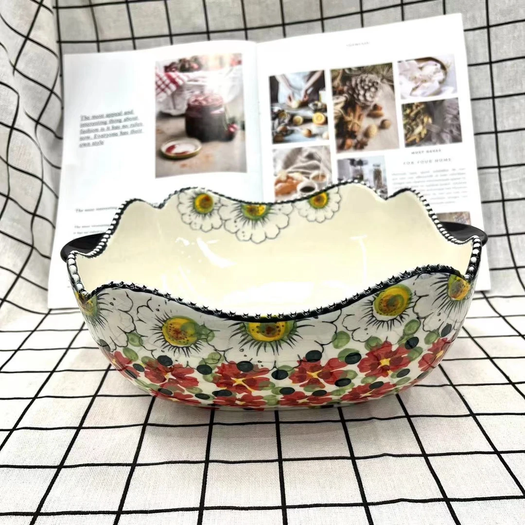 红浆果-11.5英寸双耳珠点大汤碗