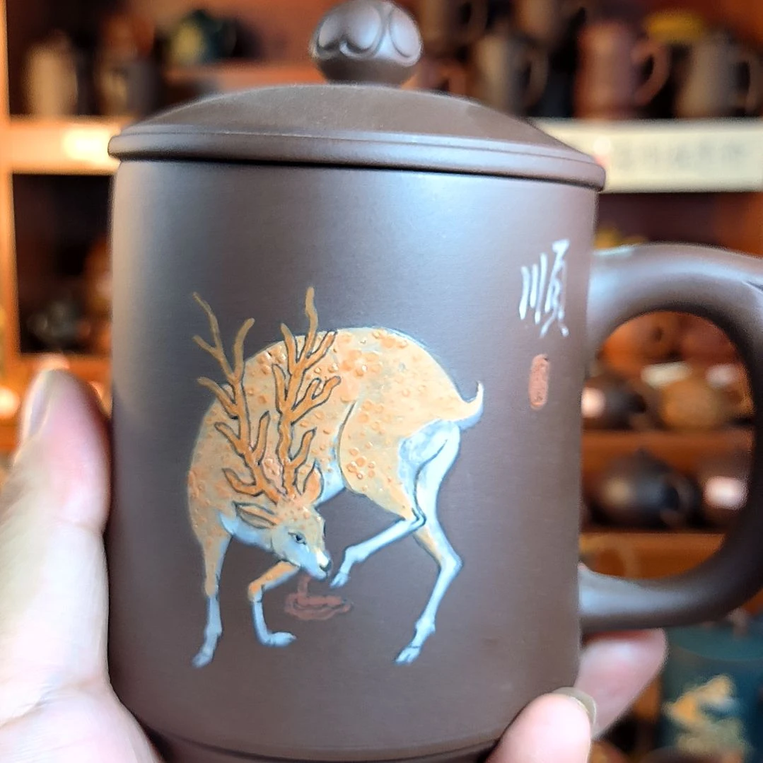 @***孩原矿紫砂国工盖杯紫砂