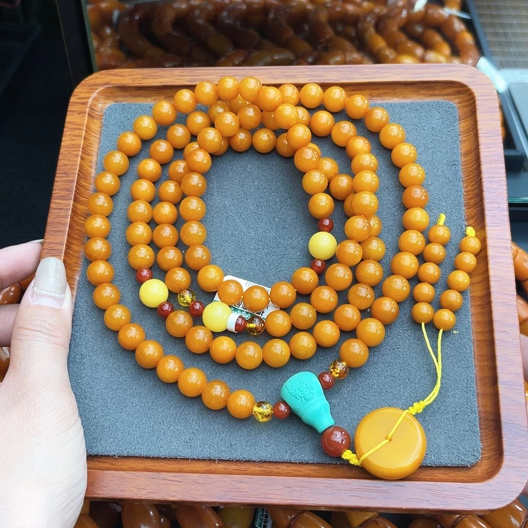 琥珀手链未镶嵌10m108 老蜡