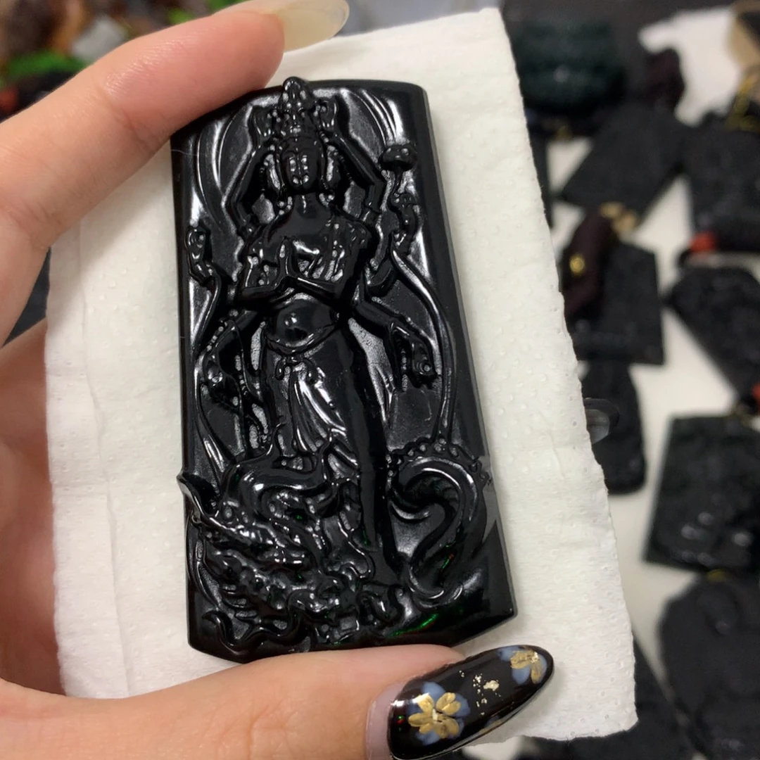 天然缅甸a货钢琴黑挂件