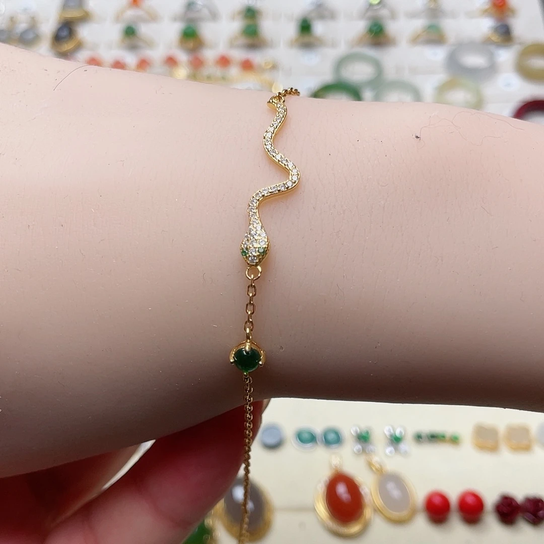 和田玉手链银S925镶嵌