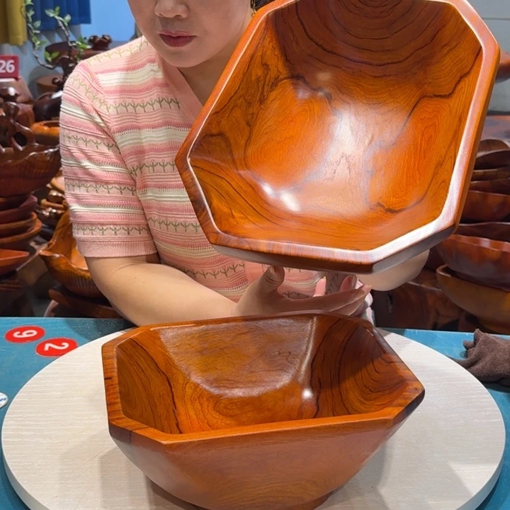 木香樟实木手工削角方盘