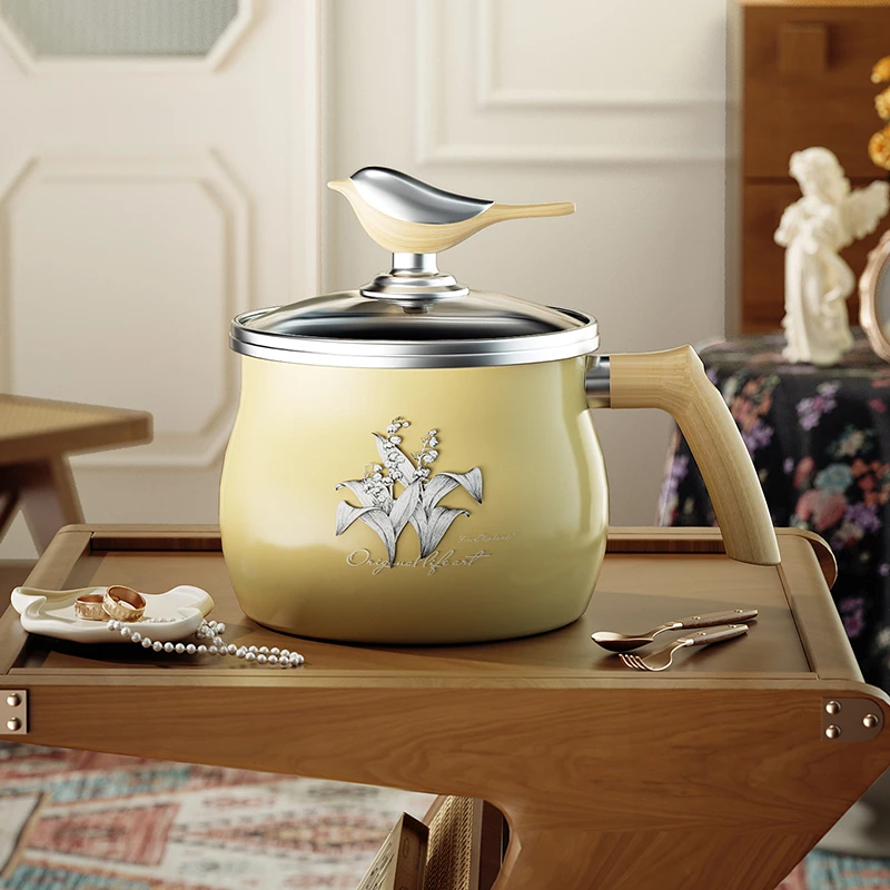小周专属鸟语花香发珐琅搪瓷奶锅
