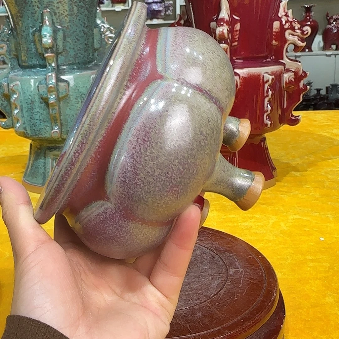 尚***品陶盖碗郑家钧窑摆件