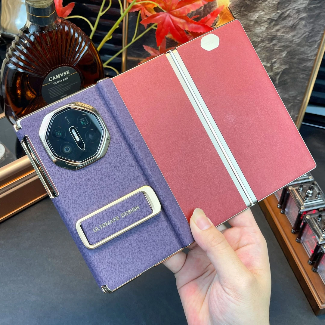 适用华为MateXTs手机壳新款xt三折叠真皮保护套磁吸中轴全包防摔