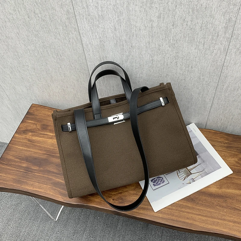 欧美时尚帆布包大容量手提凯莉包包2025夏季新款洋气通勤单肩包