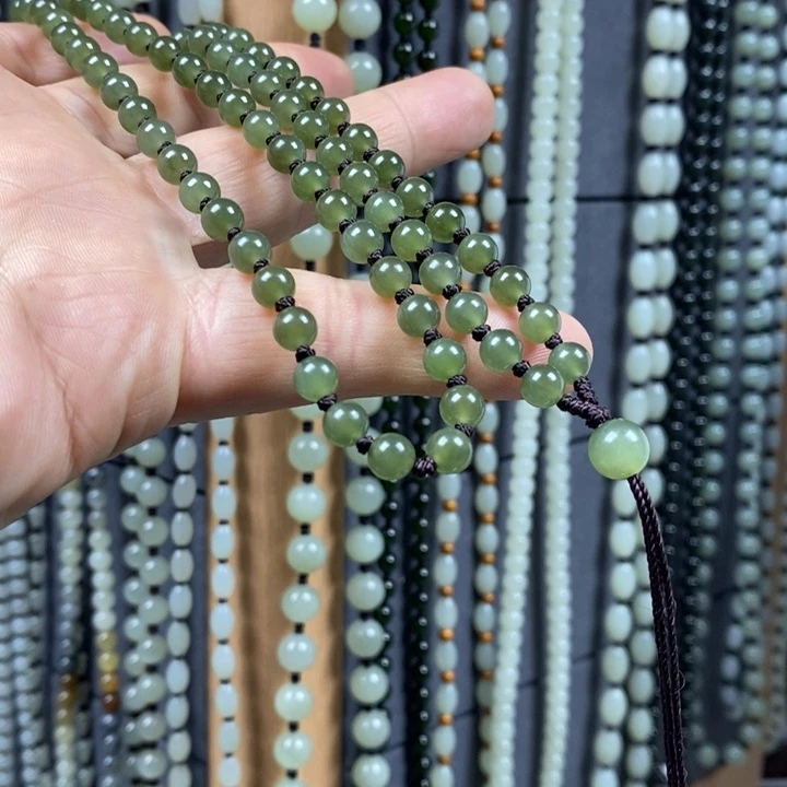 和田玉项链未镶嵌桀**驯和田玉圆珠项链