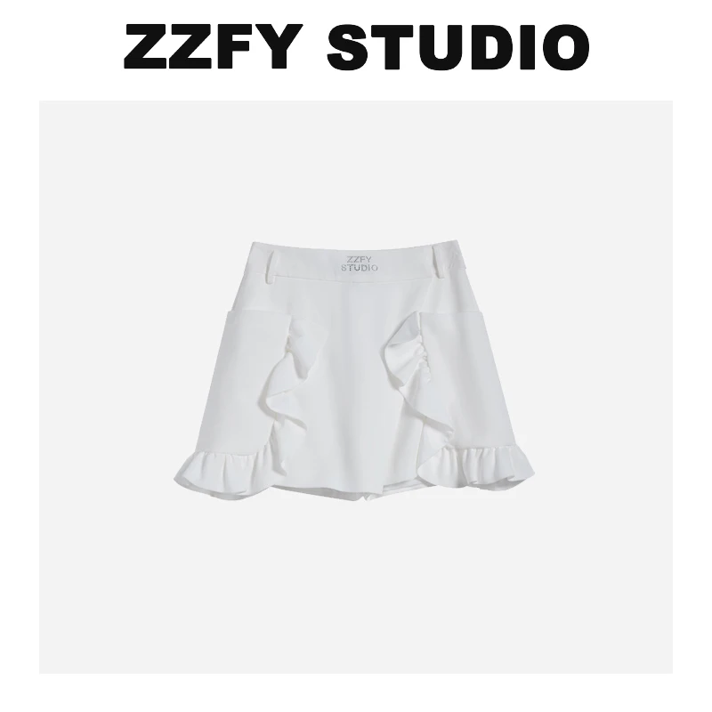 、ZZFY STUDIO 花边饰大口袋斜襟短裙 24DBQ343853W