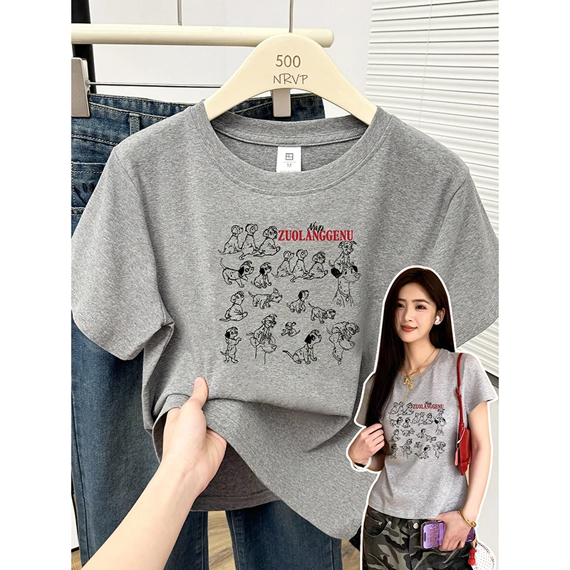 圆领大码女装正肩短袖t恤女微胖女生显瘦穿搭修身高弹力棉上衣ins