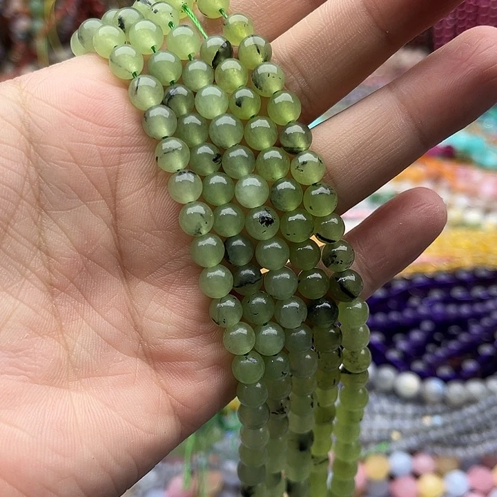 玛瑙/玉髓未镶嵌珠宝半成品一条6mm左右葡萄石
