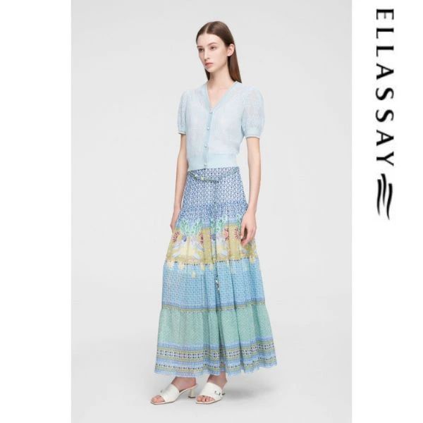 ELLASSAY/歌力思夏季新款法式浪漫欧若度假风半裙女EWV352Q00300