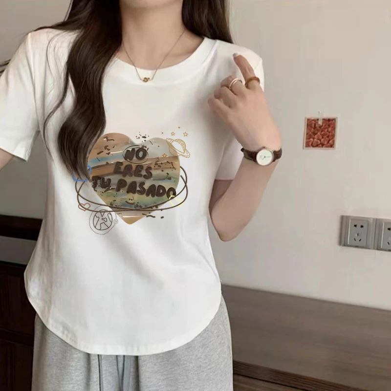 【爱心字母】弧形下摆遮肚子正肩显瘦5-10斤短袖9902