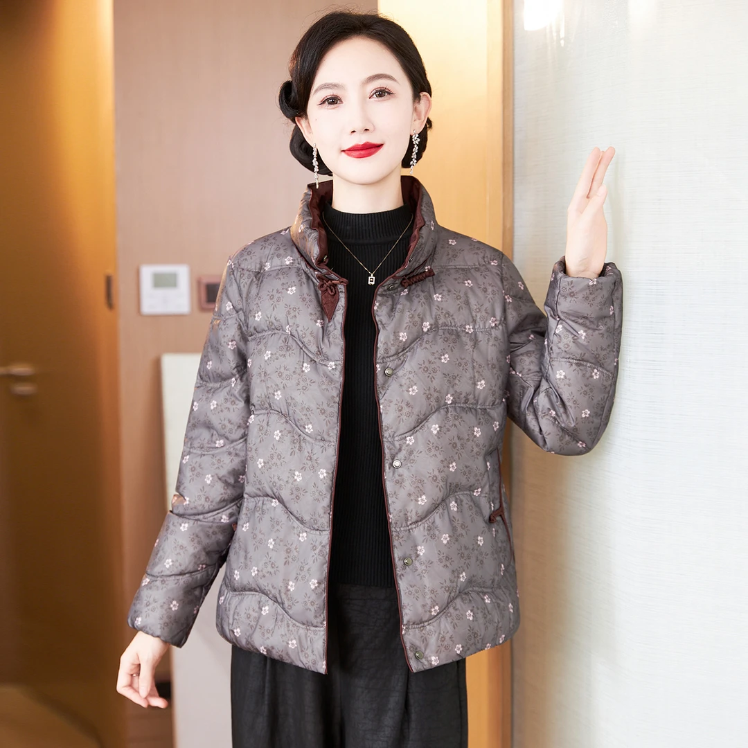 新中式中年妈妈五十多岁洋气90绒羽绒服女2025冬加厚保暖短款外套