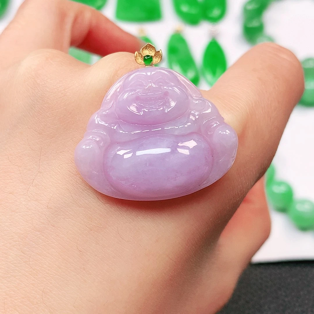 吊坠(不含链)18K金镶嵌翡翠