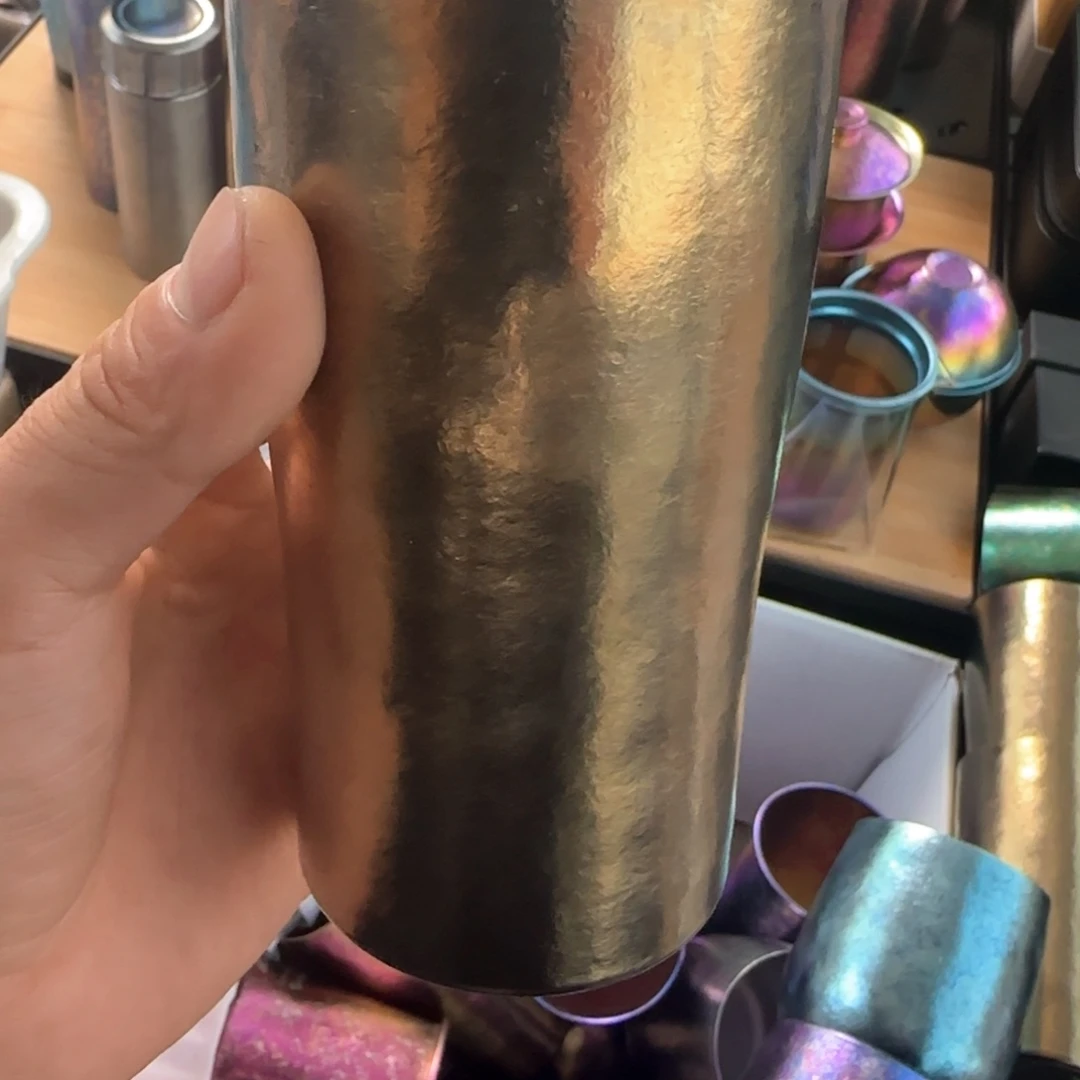 金属暗夜金微瑕双层啤酒杯