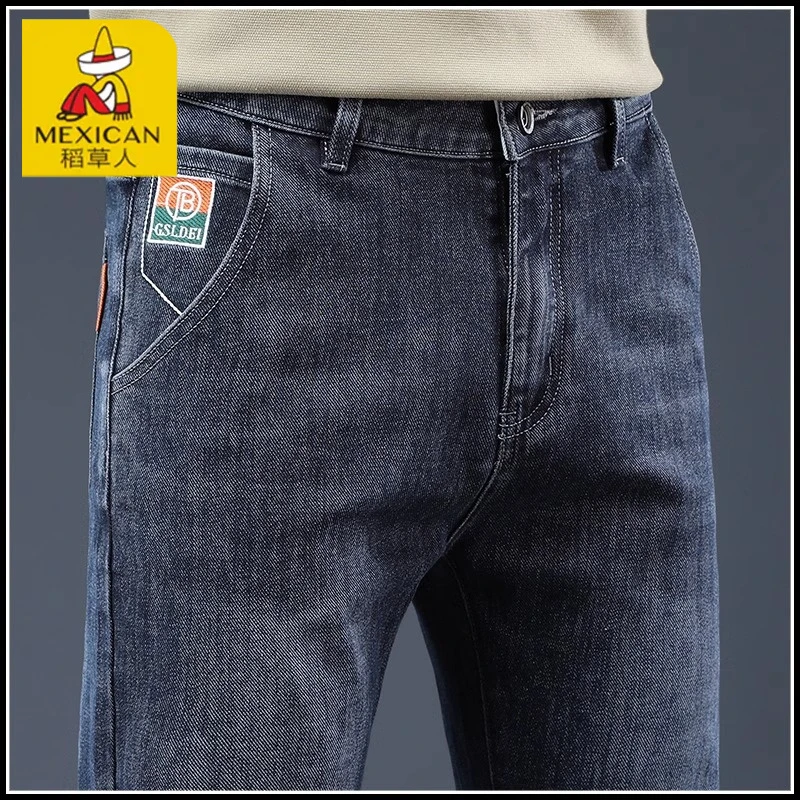 Mexican/稻草人水洗牛仔裤男士宽松百搭春秋季2025新款潮直筒裤子