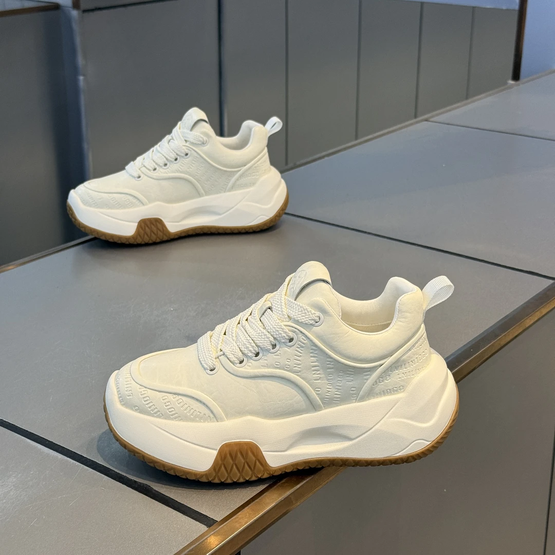 男鞋2025冬季新款皮面厚底增高休闲运动加绒百搭保暖软底老爹鞋男