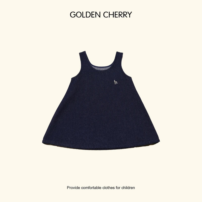 3【Golden cherry】儿童h小标纯色丹宁背心裙285035