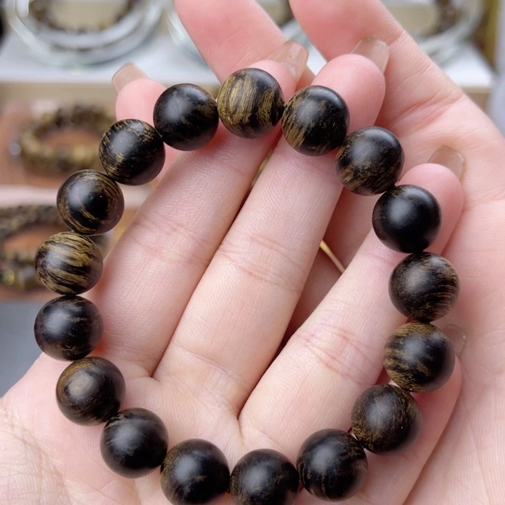 沉香手串越南芽庄白奇楠沉香瘤疤虎斑纹1.2