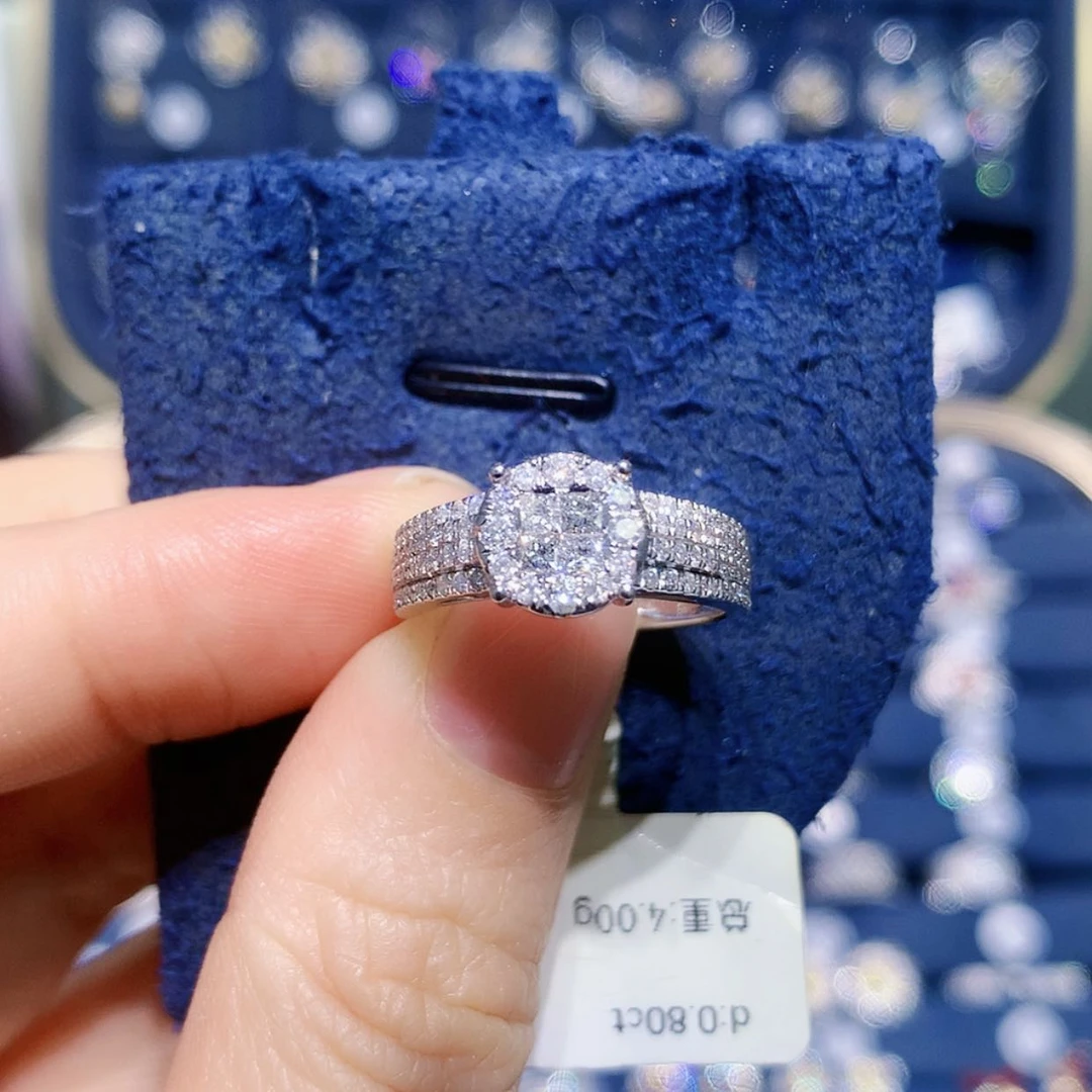 【闪购商品】铂Pt900镶嵌戒托钻石宽戒指