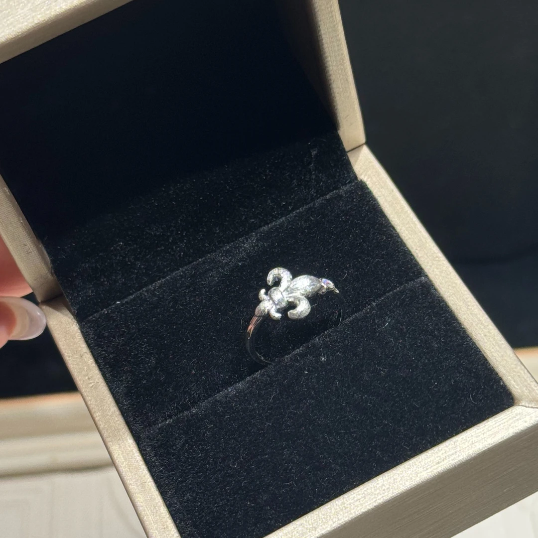 925银合成锆石戒指 【日光域】拉丝鸢尾花智性小众轻奢尾戒