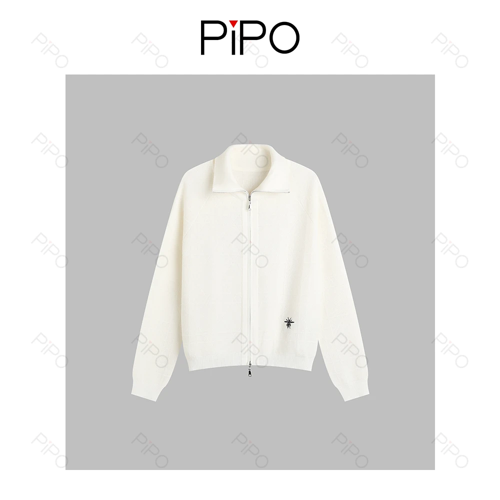 PIPO翻领常规款常规袖女针织毛针织衫秋季小香风女装DD53Z095