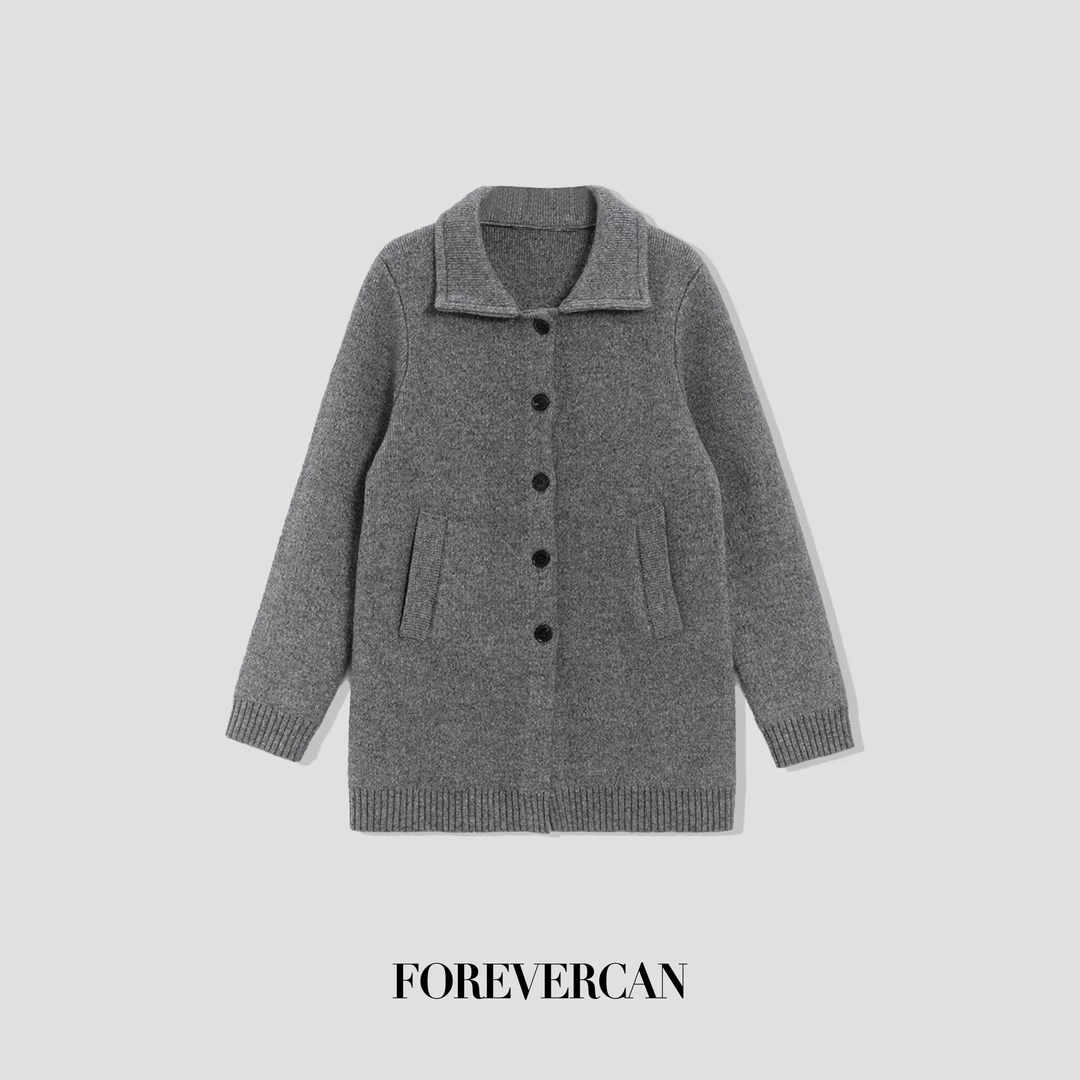 FOREVERCAN“威尔士”9分袖中长款针织外套连衣裙 MY4219