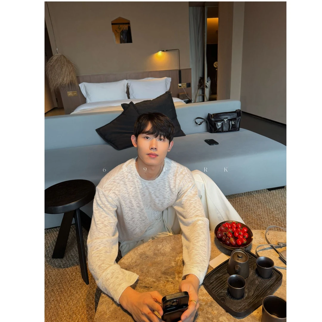 609PARK小众肌理感慵懒宽松长袖t恤男中性风时髦质感打底878