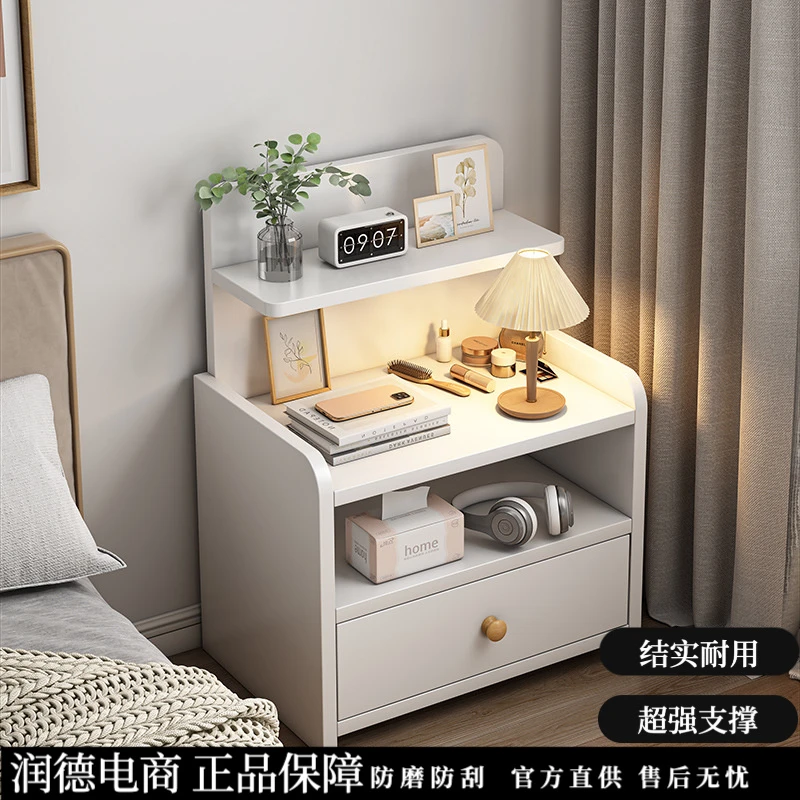 2025新款床头柜简约现代实木腿储物柜小型简易卧室家用床头置物架